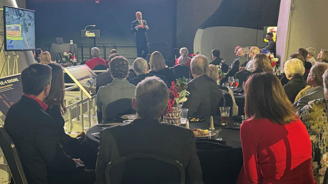 Jacksonville State University President, Don C. Killingsworth, Jr., Ed.D., and the Jax State Alumni Association hosted an evening of engaging conversation and university updates during the State of the University Presidential Address at the U.S. Space and Rocket Center in Huntsville.