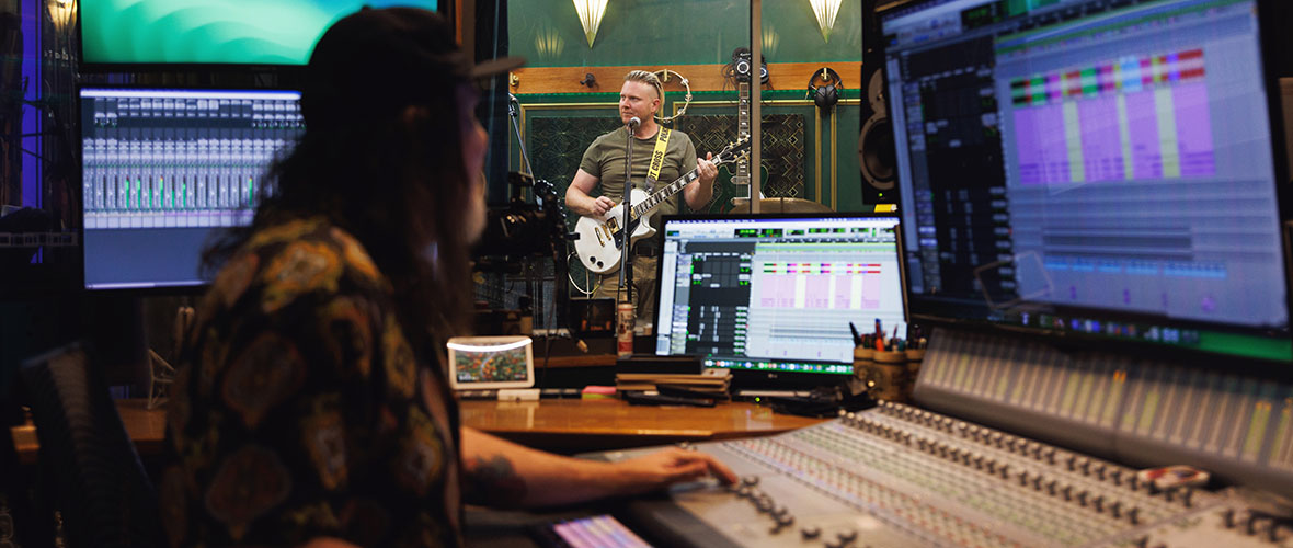 Audio Engineering monitoring a session
