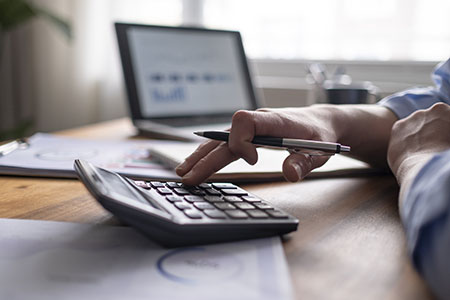 Student using calculator