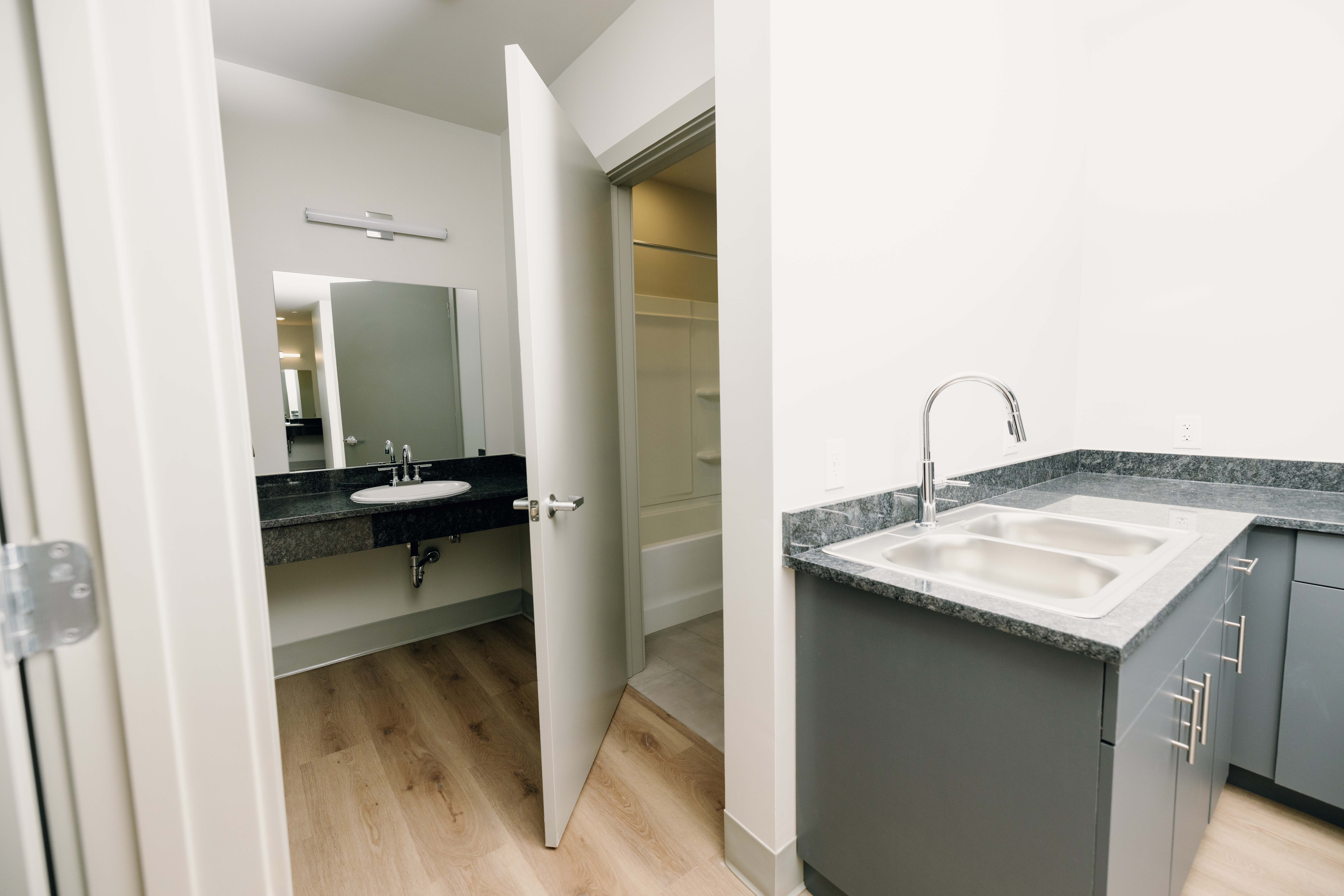 West Village II Kitchenette, Vanity, and Bathroom