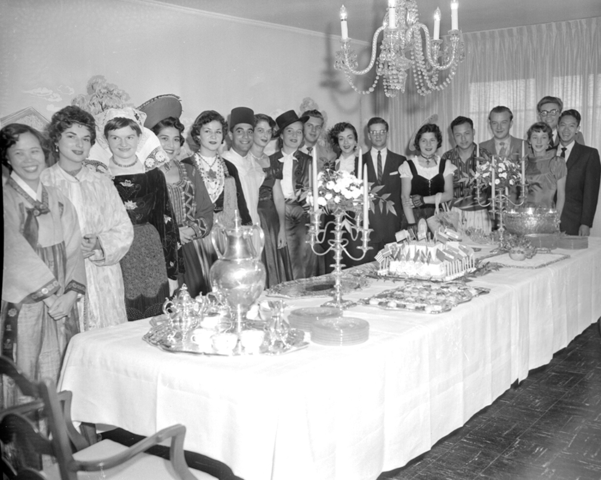 International students in native dress