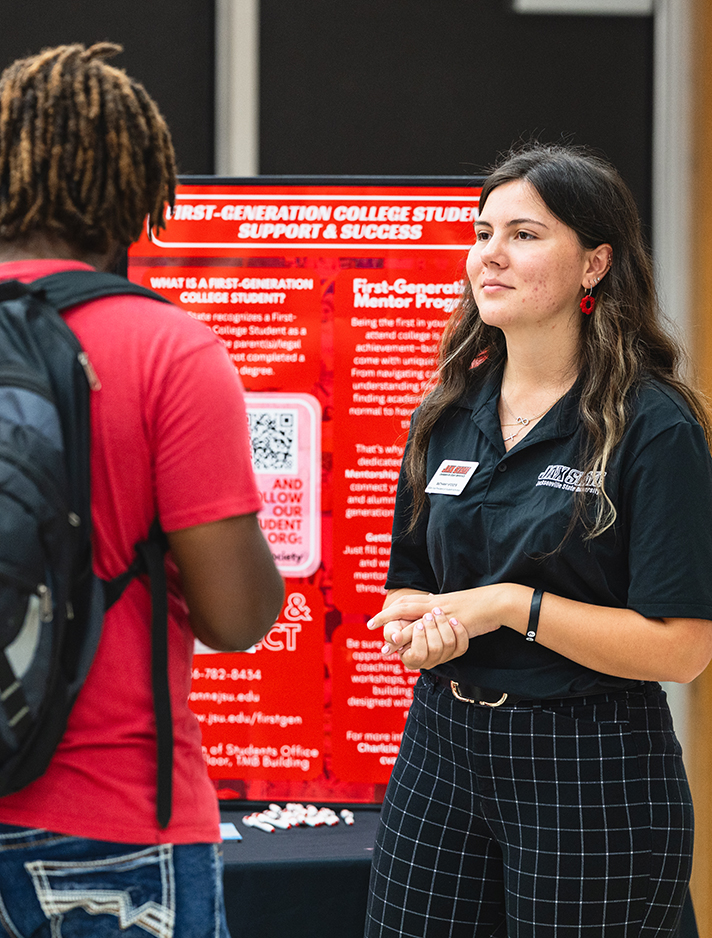 Student at a Grad Fair