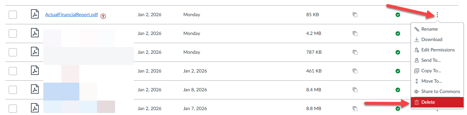 Click on ellipsis and then delete.
